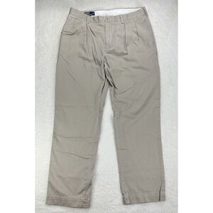 Polo Ralph Lauren Ethan Pants Mens 36x32 Beige Khaki Pleated Casual Chino